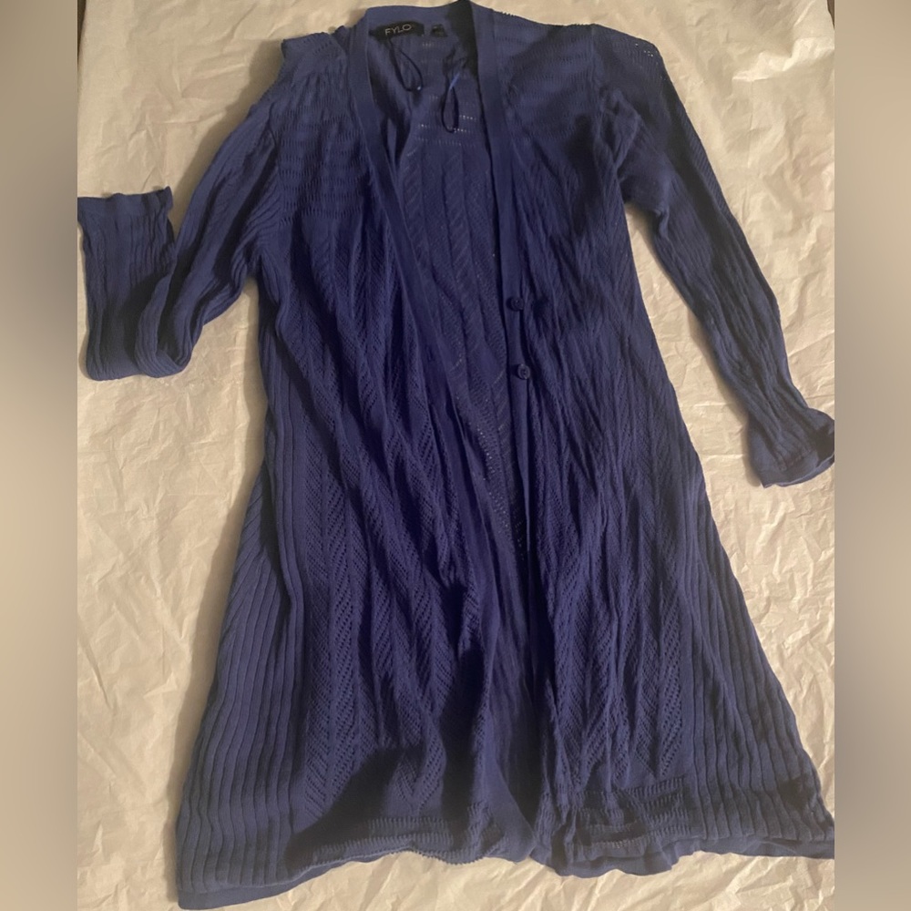 Lightweight Cobalt Blue Tunic Cardigan Sweater